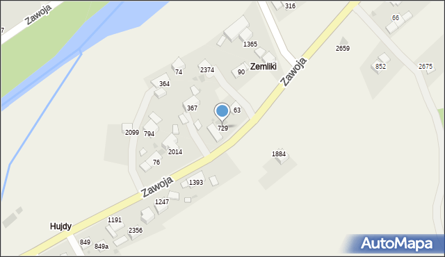 Zawoja, Zawoja, 729, mapa Zawoja