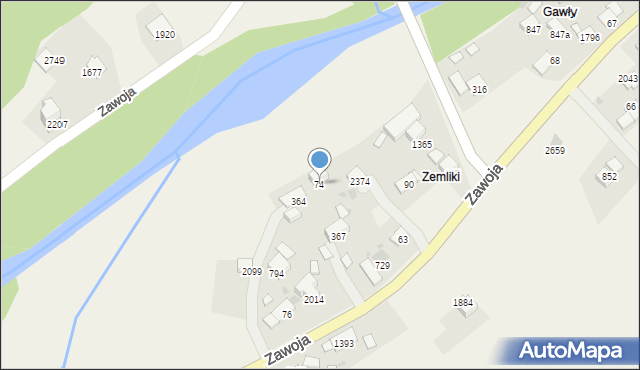 Zawoja, Zawoja, 74, mapa Zawoja