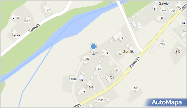 Zawoja, Zawoja, 74, mapa Zawoja