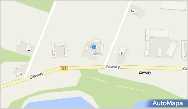 Zawory, Zawory, 9, mapa Zawory