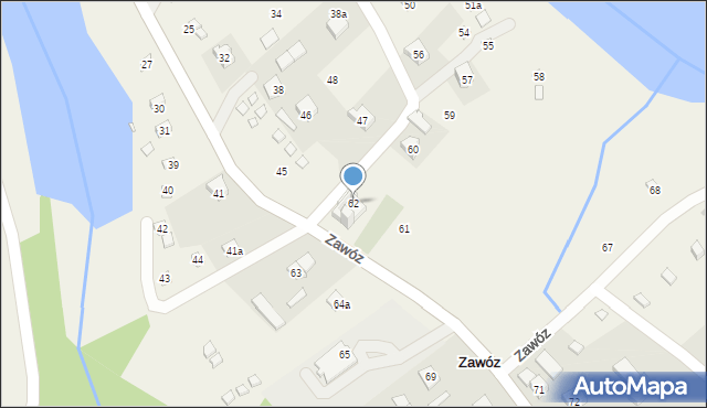 Zawóz, Zawóz, 62, mapa Zawóz