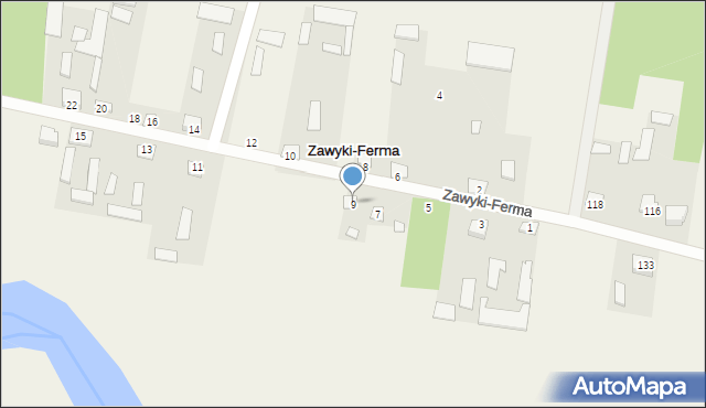 Zawyki-Ferma, Zawyki-Ferma, 9, mapa Zawyki-Ferma