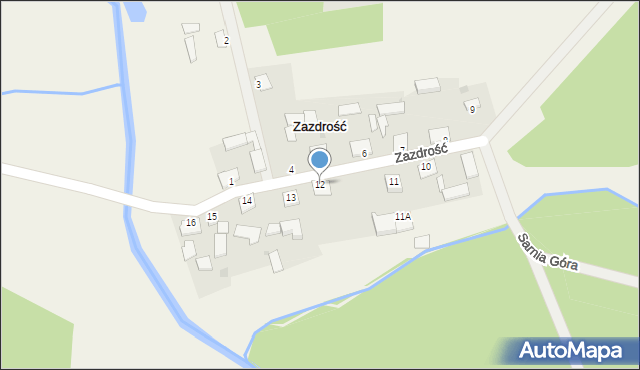 Zazdrość, Zazdrość, 12, mapa Zazdrość