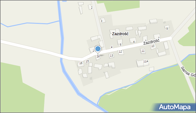 Zazdrość, Zazdrość, 14, mapa Zazdrość