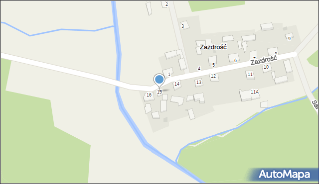 Zazdrość, Zazdrość, 15, mapa Zazdrość