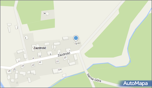 Zazdrość, Zazdrość, 9, mapa Zazdrość