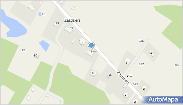 Zaździerz, Zaździerz, 1, mapa Zaździerz