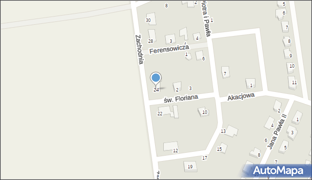 Zbąszynek, Zachodnia, 24, mapa Zbąszynek