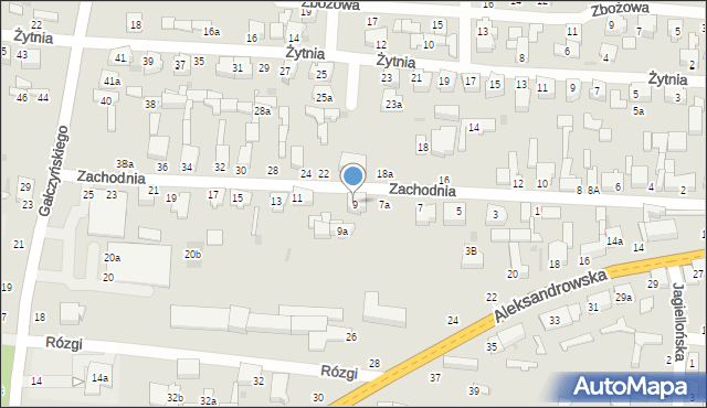 Zgierz, Zachodnia, 9, mapa Zgierz