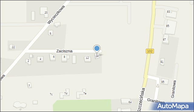 Zieleniewo, Zaciszna, 14, mapa Zieleniewo