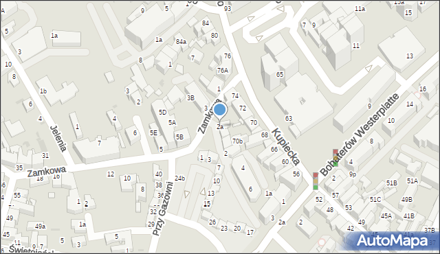 Zielona Góra, Zamkowa, 2a, mapa Zielona Góra