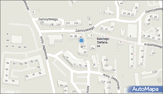 Zielona Góra, Zamoyskiego Jana, hetm., 3E, mapa Zielona Góra