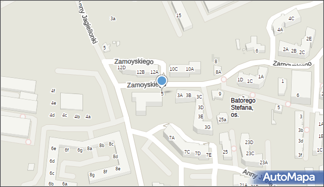 Zielona Góra, Zamoyskiego Jana, hetm., 5, mapa Zielona Góra