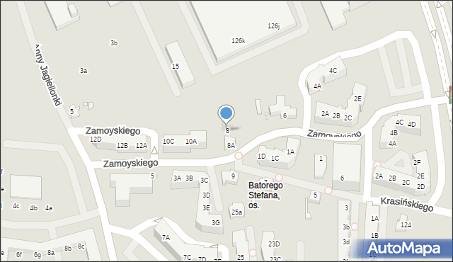 Zielona Góra, Zamoyskiego Jana, hetm., 8, mapa Zielona Góra