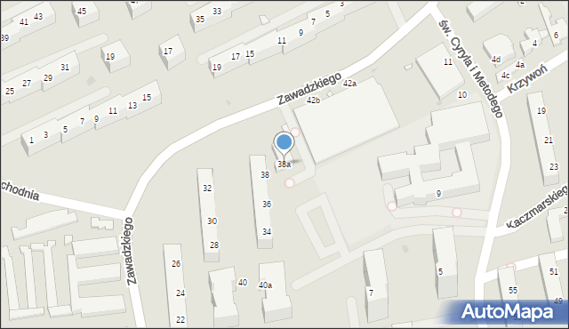 Zielona Góra, Zawadzkiego Tadeusza, 38a, mapa Zielona Góra