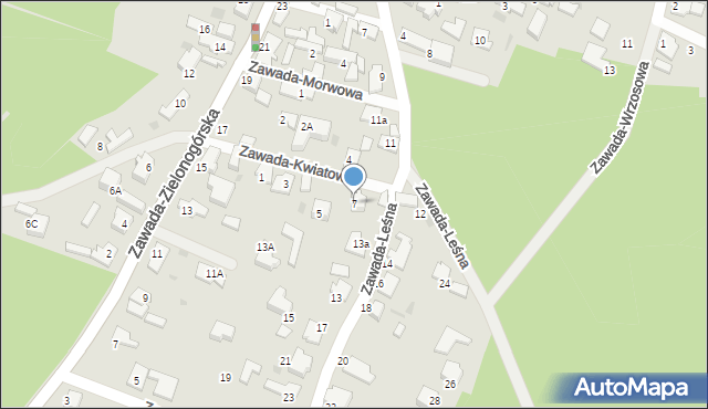 Zielona Góra, Zawada-Kwiatowa, 7, mapa Zielona Góra