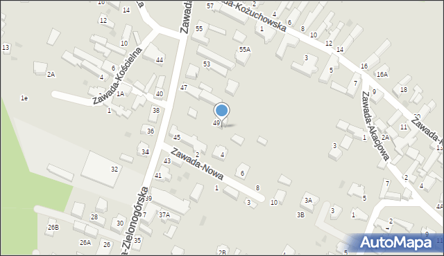 Zielona Góra, Zawada-Zielonogórska, 47, mapa Zielona Góra