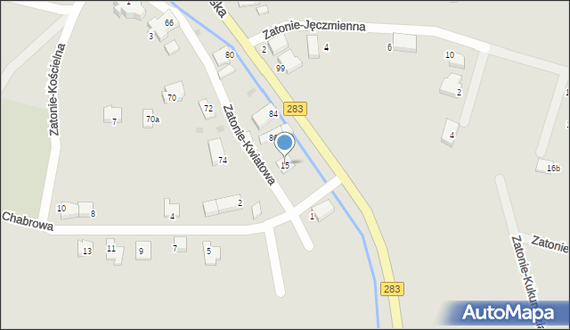 Zielona Góra, Zatonie-Kwiatowa, 15, mapa Zielona Góra