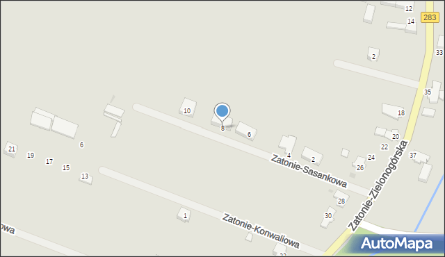 Zielona Góra, Zatonie-Sasankowa, 8, mapa Zielona Góra