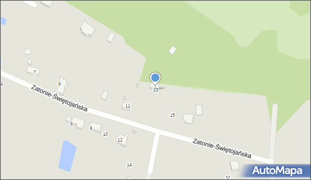 Zielona Góra, Zatonie-Świętojańska, 13, mapa Zielona Góra
