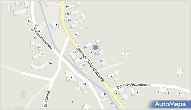 Zielona Góra, Zatonie-Zielonogórska, 93, mapa Zielona Góra