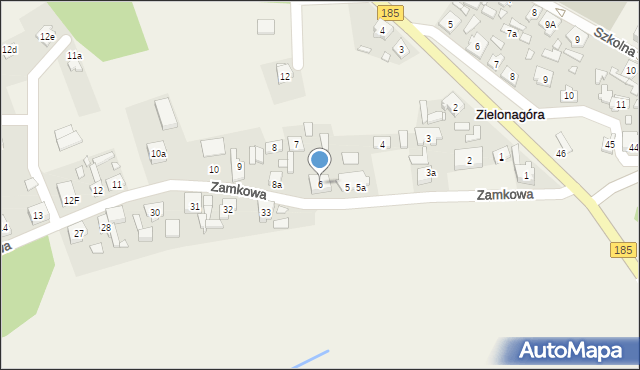 Zielonagóra, Zamkowa, 6, mapa Zielonagóra