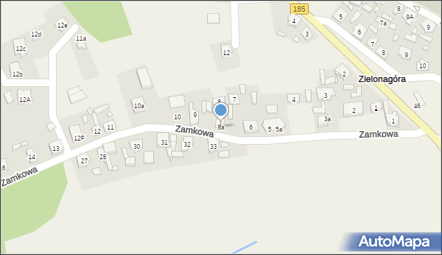 Zielonagóra, Zamkowa, 8a, mapa Zielonagóra