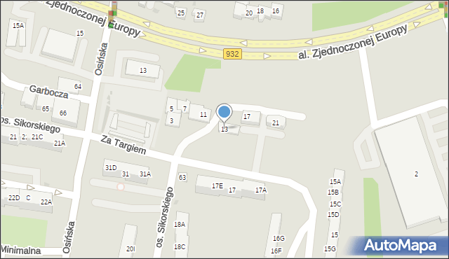 Żory, Za Targiem, 13, mapa Żor