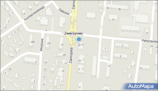 Zwierzyniec, Zamojska, 10, mapa Zwierzyniec