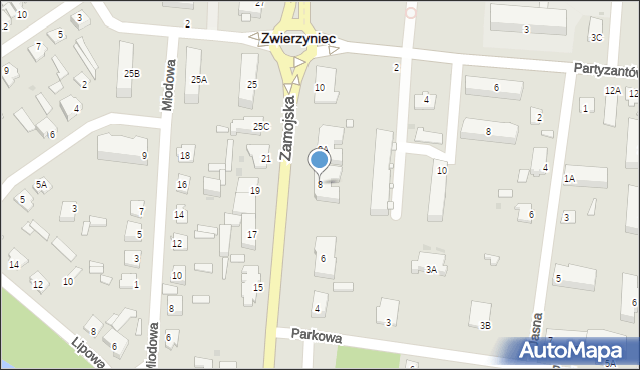 Zwierzyniec, Zamojska, 8, mapa Zwierzyniec