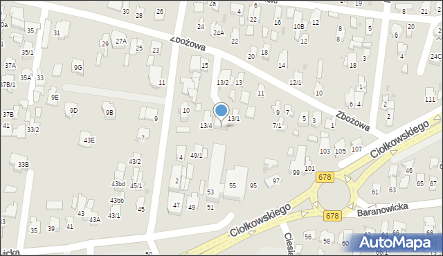 Białystok, Zbożowa, 13/3, mapa Białegostoku