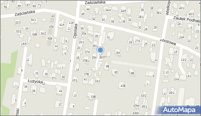 Białystok, Zbożowa, 33, mapa Białegostoku