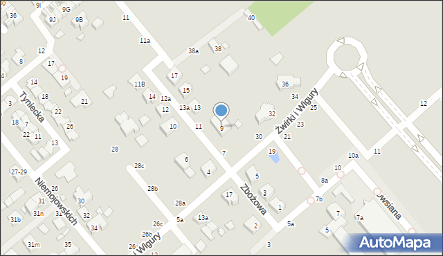 Kalisz, Zbożowa, 9, mapa Kalisza