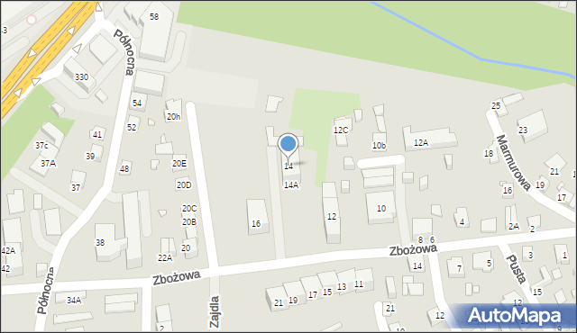 Katowice, Zbożowa, 14, mapa Katowic