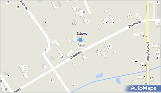 Koszalin, Zbożowa, 12a, mapa Koszalina