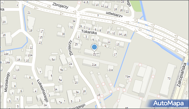 Kraków, Zbrojarzy, 21, mapa Krakowa