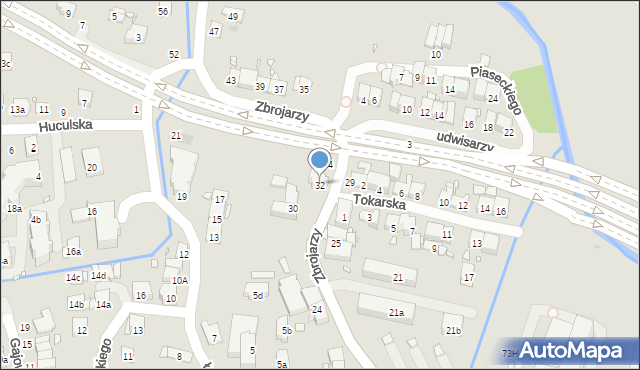 Kraków, Zbrojarzy, 32, mapa Krakowa