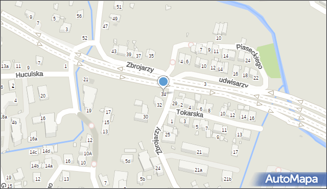 Kraków, Zbrojarzy, 34, mapa Krakowa