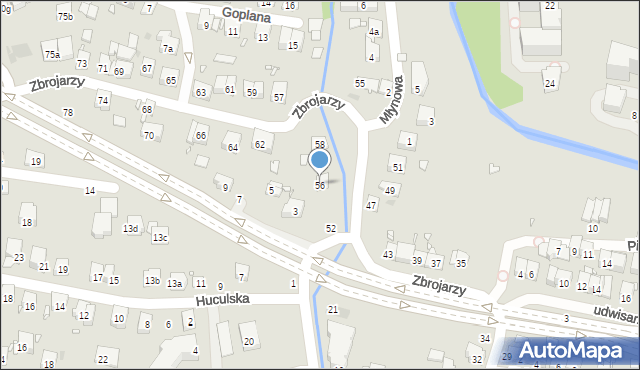 Kraków, Zbrojarzy, 56, mapa Krakowa