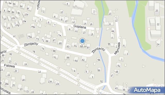 Kraków, Zbrojarzy, 59a, mapa Krakowa