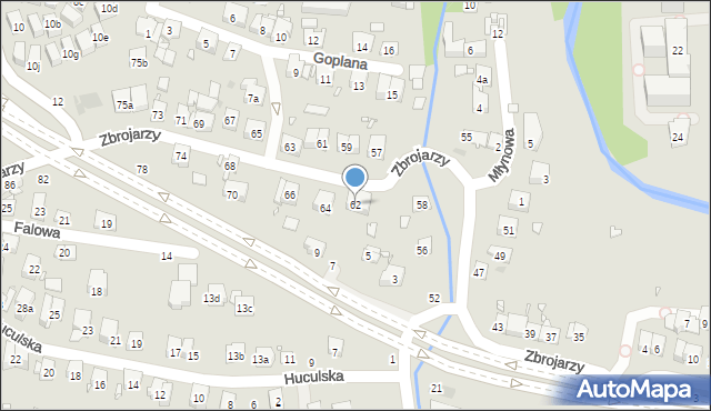 Kraków, Zbrojarzy, 62, mapa Krakowa