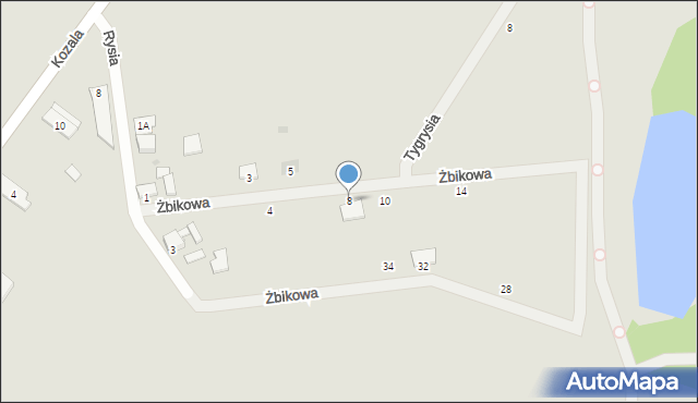 Krotoszyn, Żbikowa, 8, mapa Krotoszyna