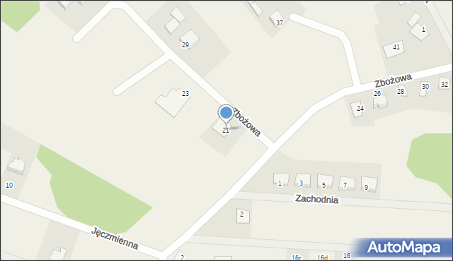 Kruszyn, Zbożowa, 21, mapa Kruszyn