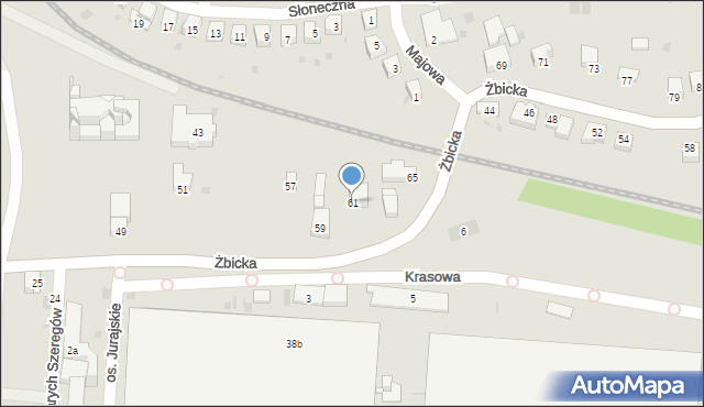 Krzeszowice, Żbicka, 61, mapa Krzeszowice
