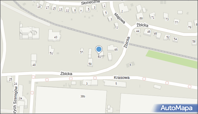 Krzeszowice, Żbicka, 61, mapa Krzeszowice