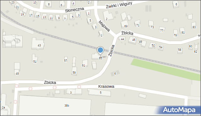 Krzeszowice, Żbicka, 65, mapa Krzeszowice