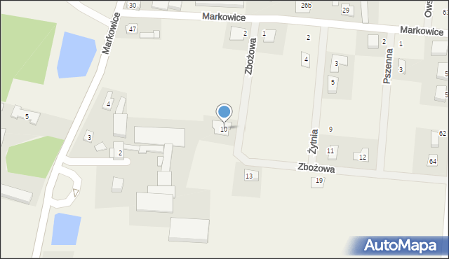 Markowice, Zbożowa, 10, mapa Markowice