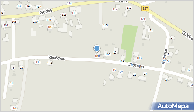 Mikołów, Zbożowa, 10D, mapa Mikołów