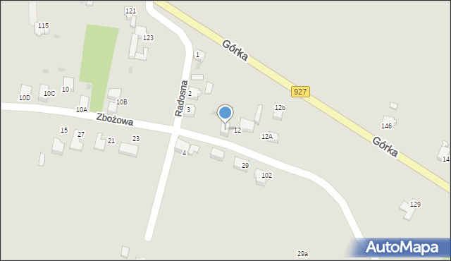 Mikołów, Zbożowa, 12d, mapa Mikołów