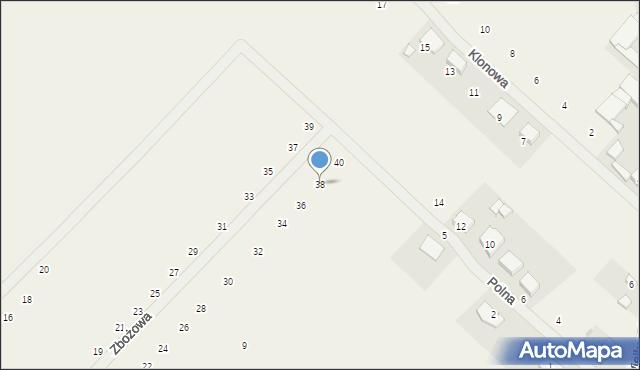 Nowinki, Zbożowa, 38, mapa Nowinki